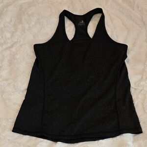 Icyzone Women's Heathered Black/Charcoal Racerback Tank Top, Size L (1206)